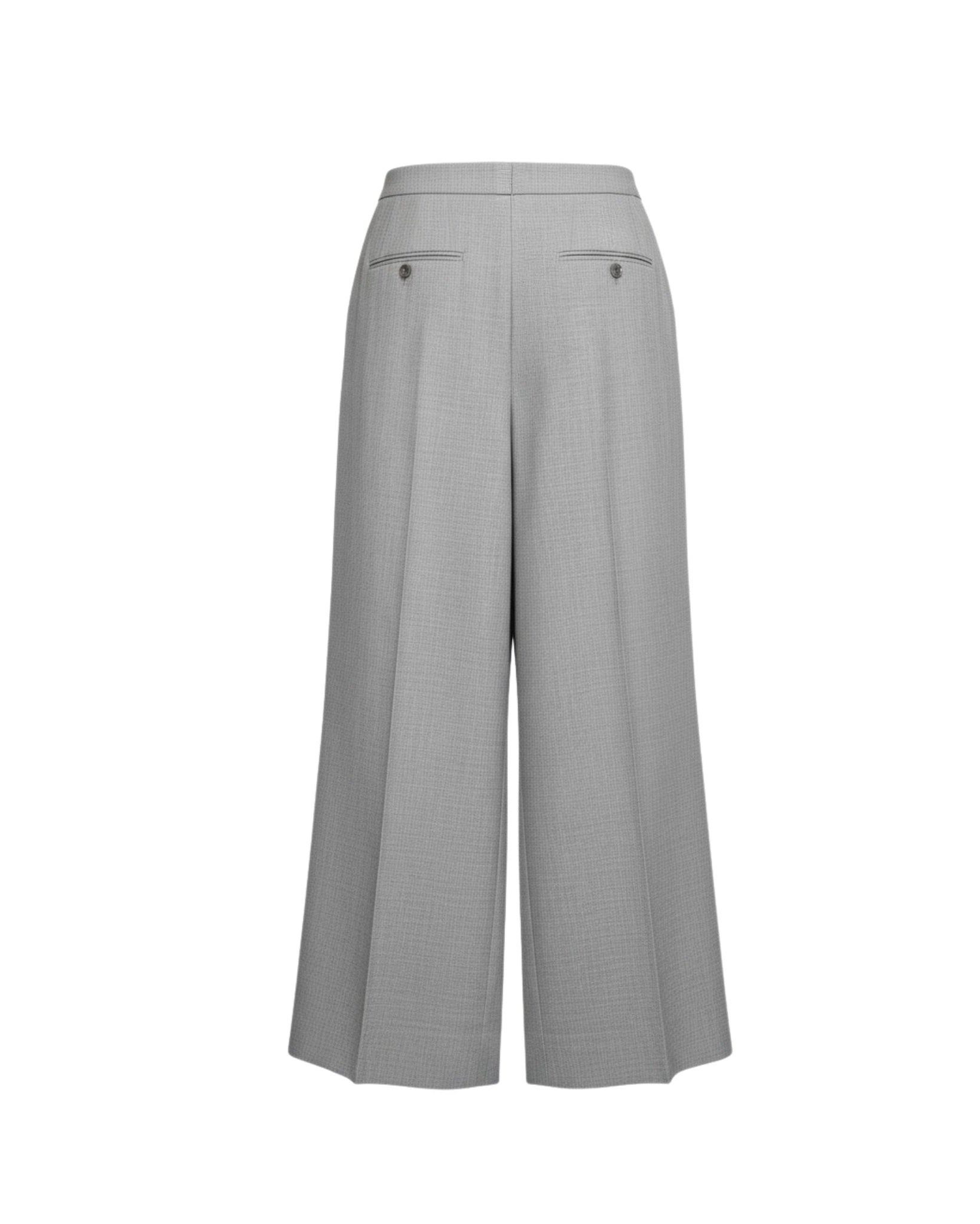 Light grey wide-leg cropped trousers back view