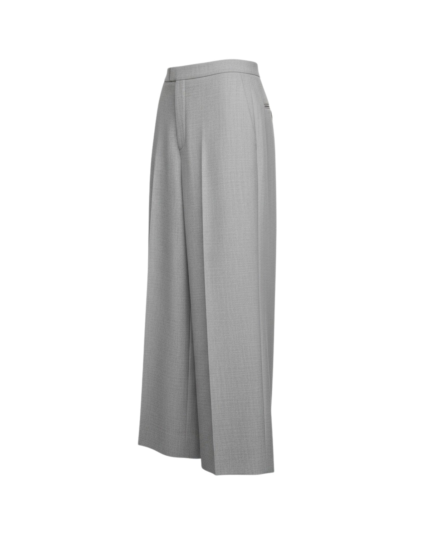 Light grey wide-leg cropped trousers side view
