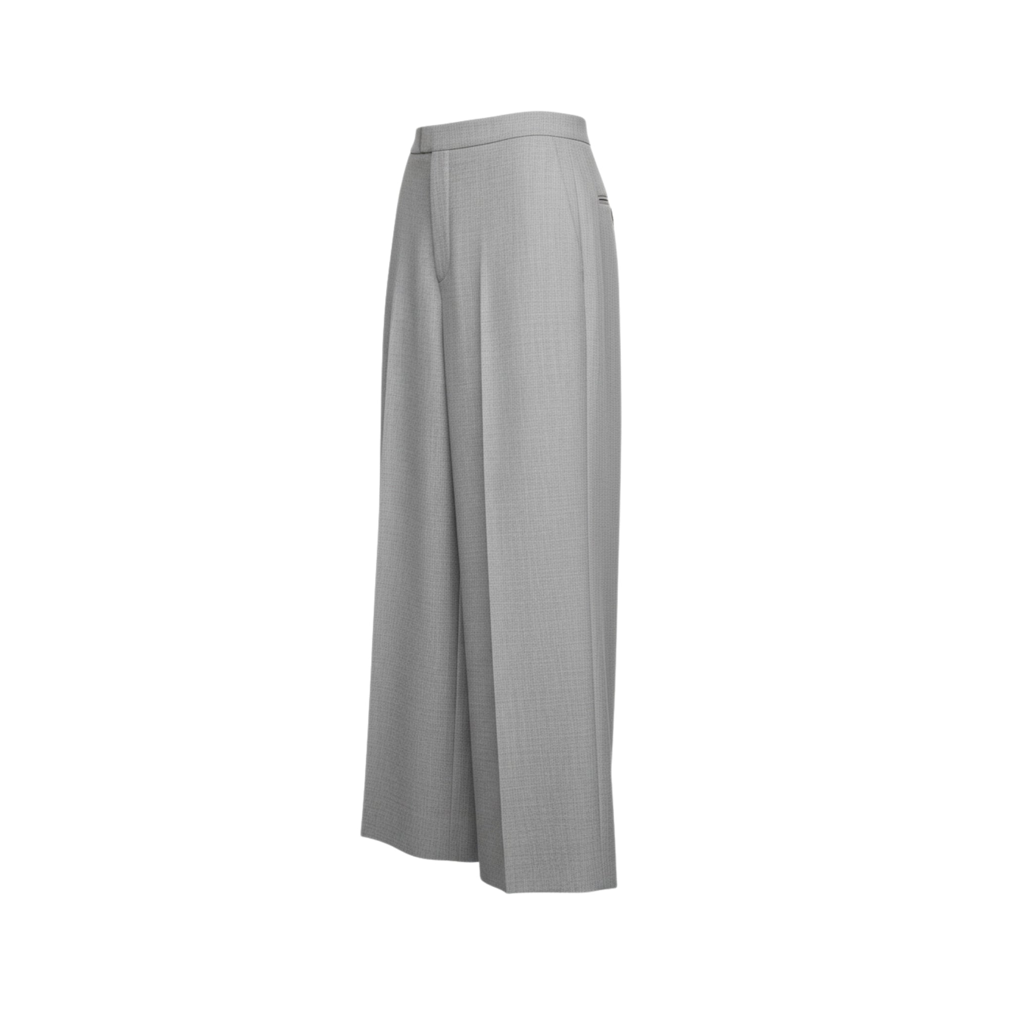 Light grey wide-leg cropped trousers side view
