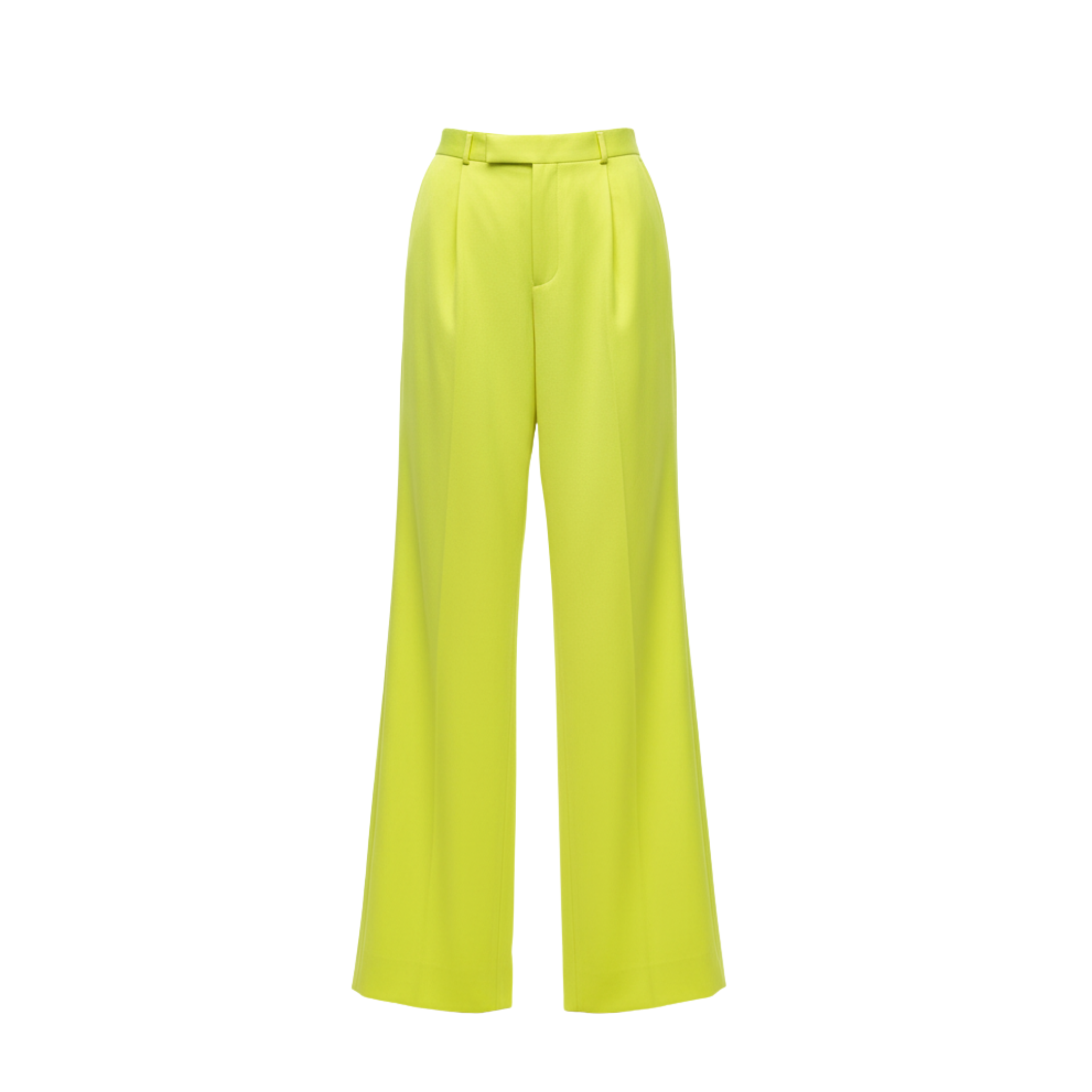 Tailory neon yellow high-waist wide-leg trousers front view