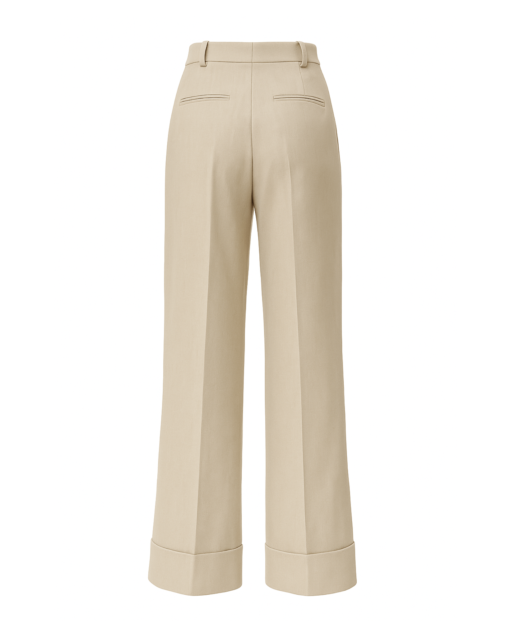 Tailory stone cotton silk pleated trousers back view