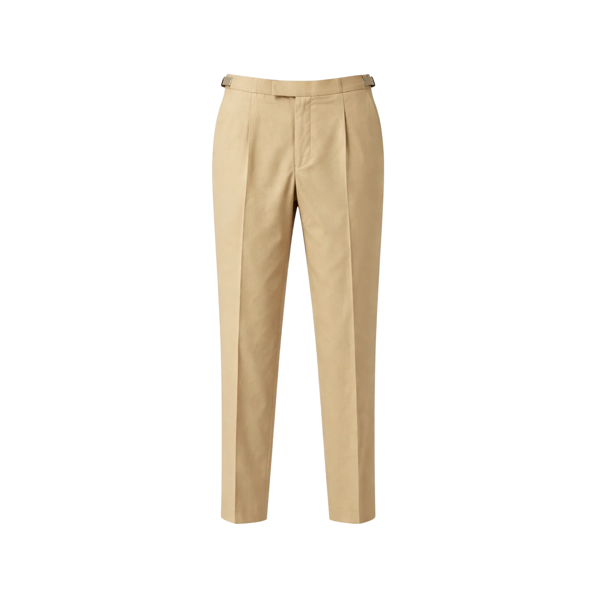 Tailory tan pleated cropped trousers front view