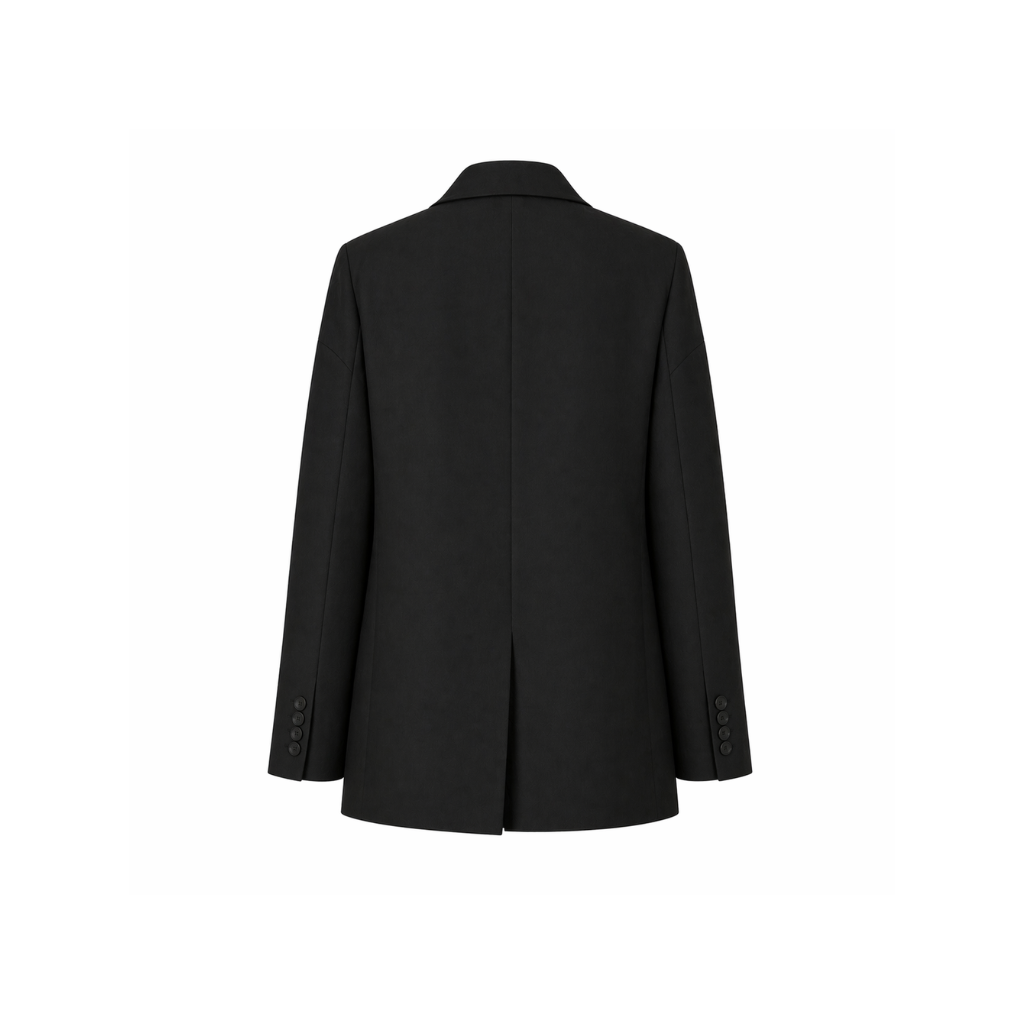 Tailory black tuxedo blazer back vent back view