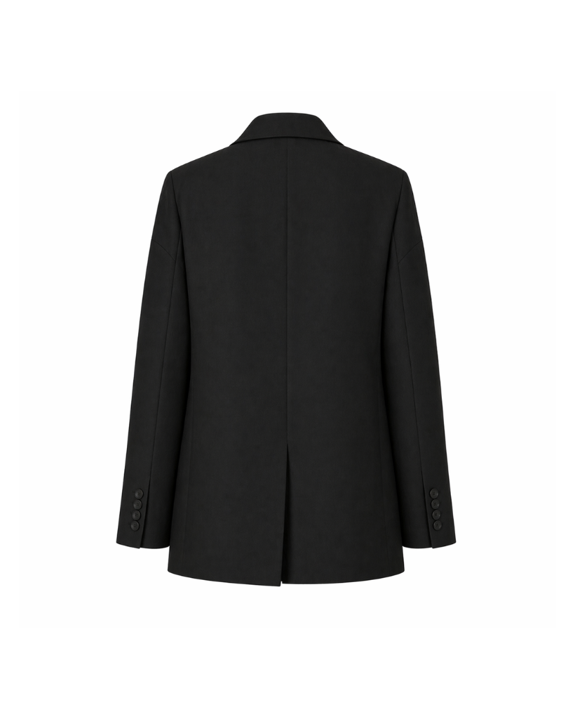 Tailory black tuxedo blazer back vent back view
