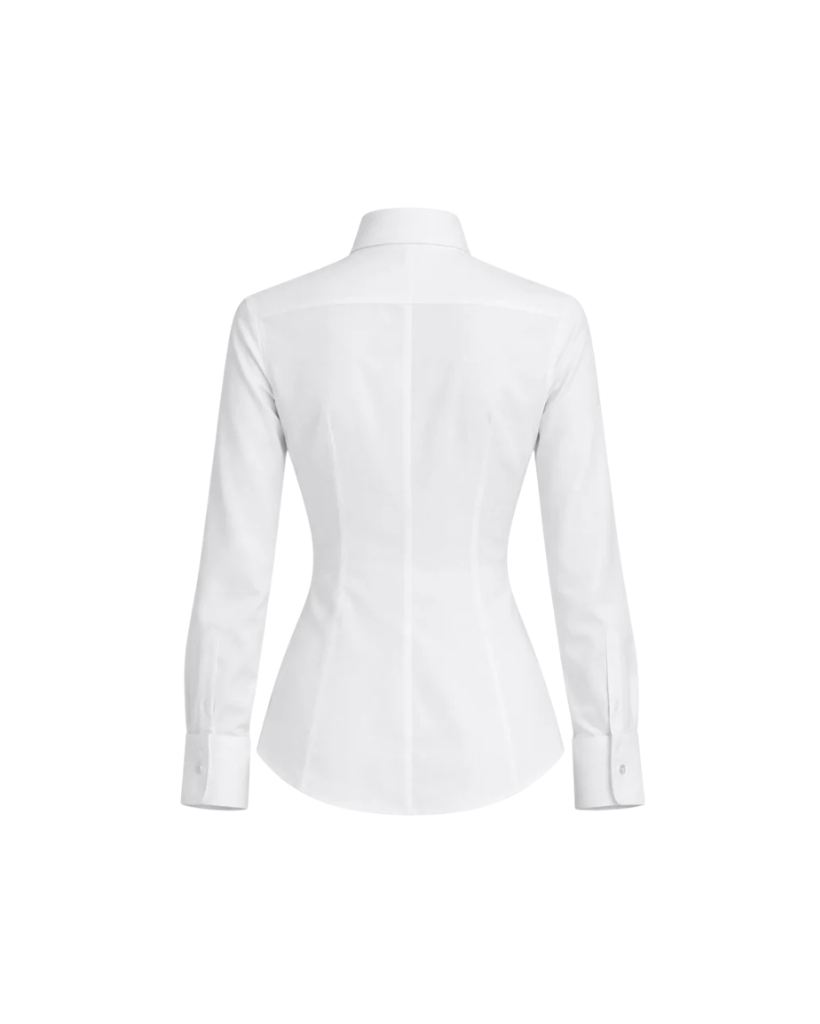 Tailory white cotton tuxedo shirt back darts back view