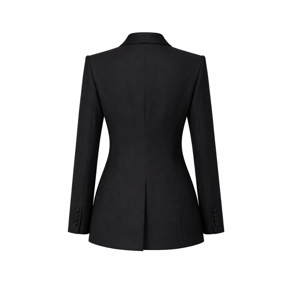 Tailory black tailored tuxedo jacket back view