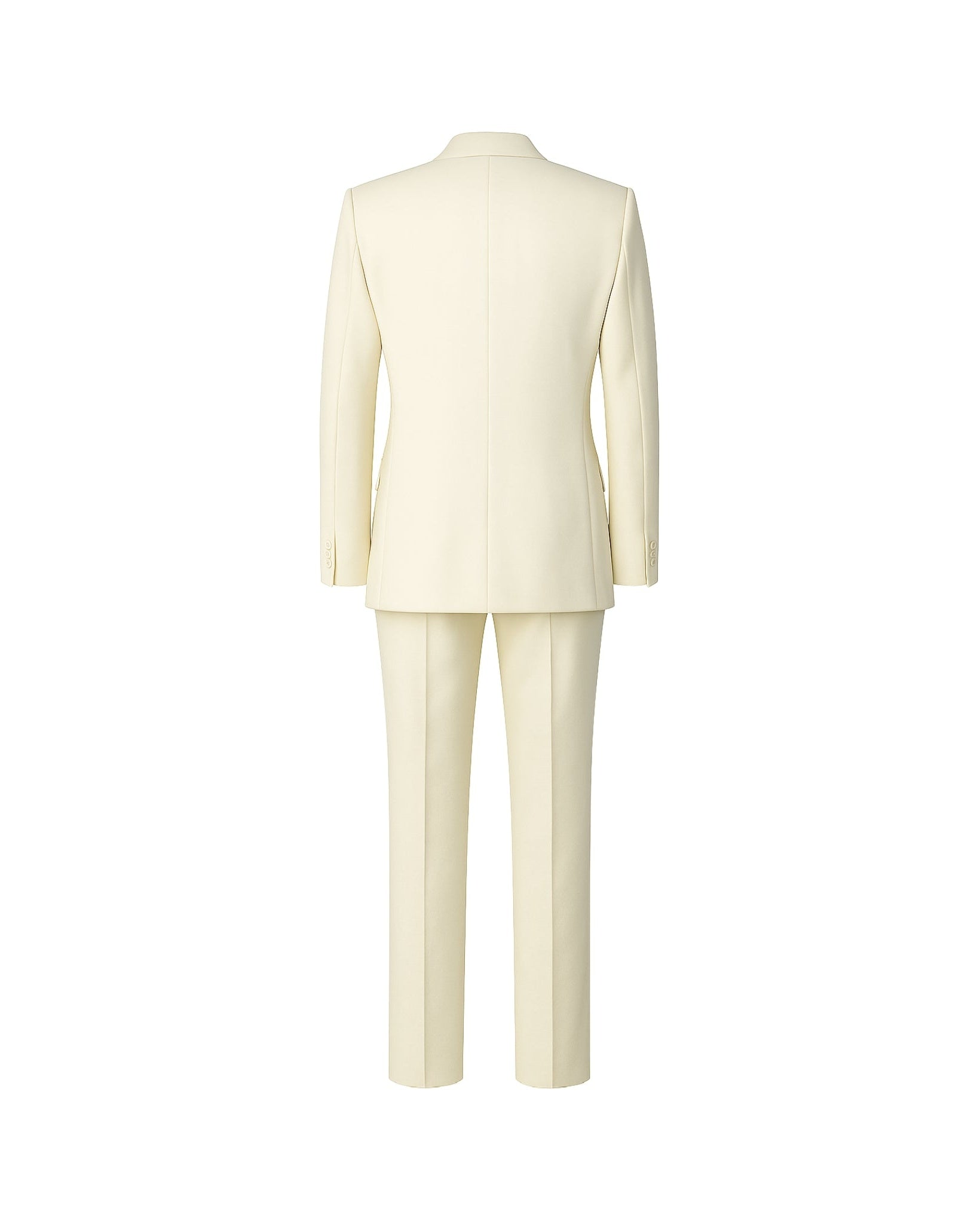 Tailory ivory peak lapel wool tuxedo back view