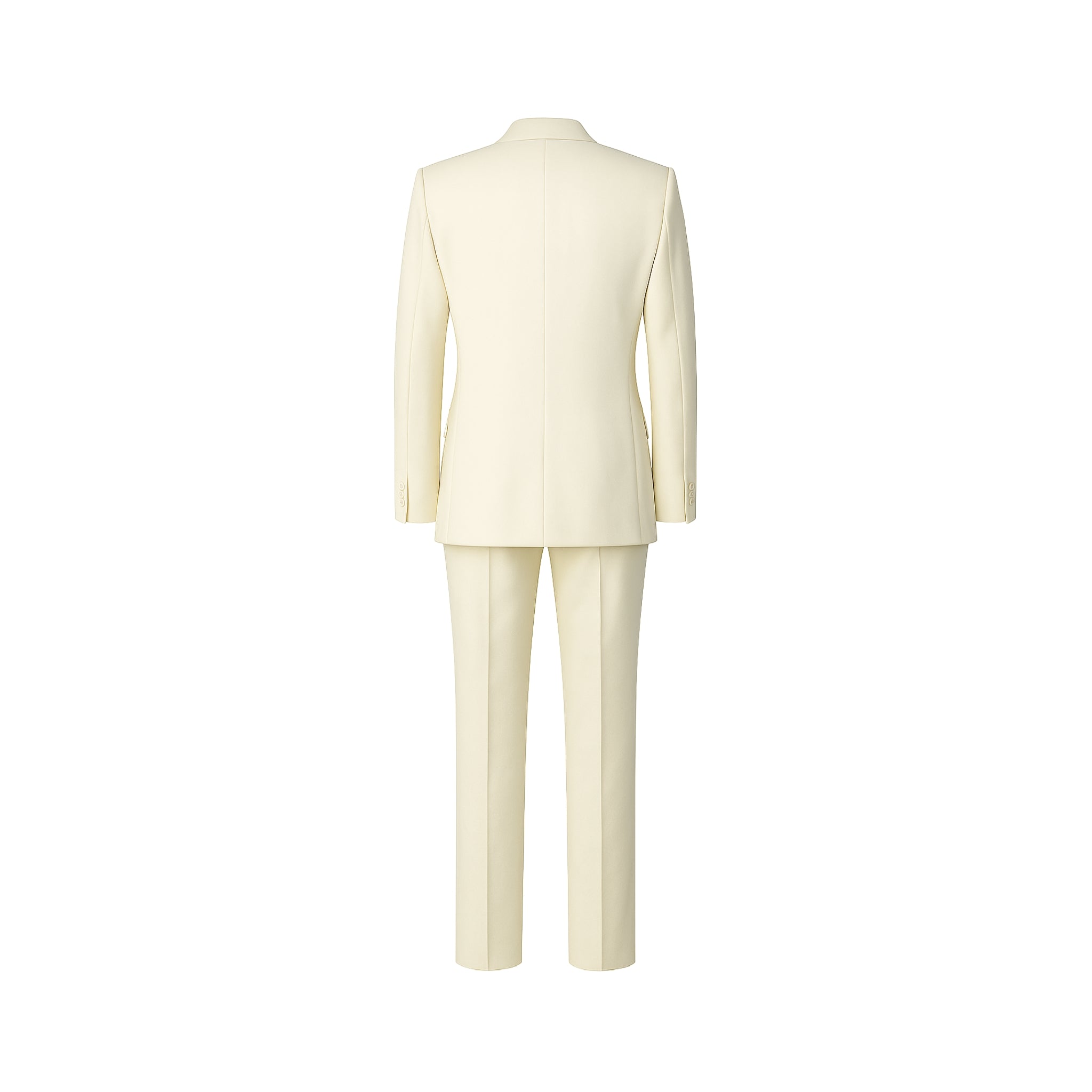 Tailory ivory peak lapel wool tuxedo back view