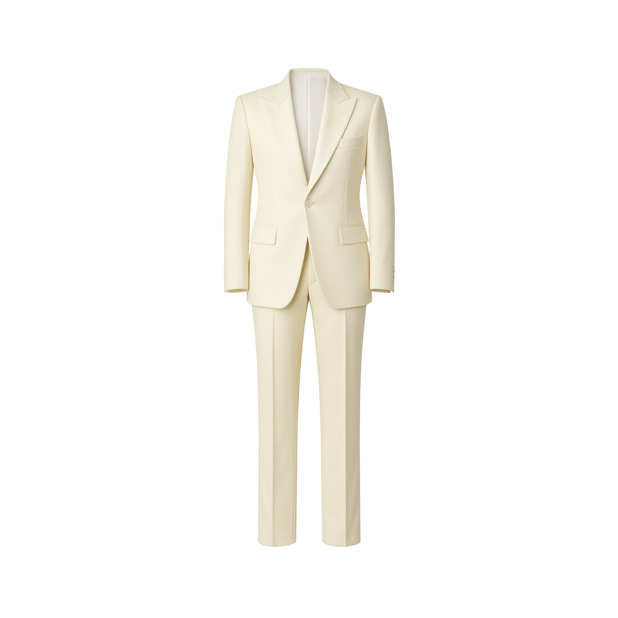 Tailory ivory peak lapel wool tuxedo front view