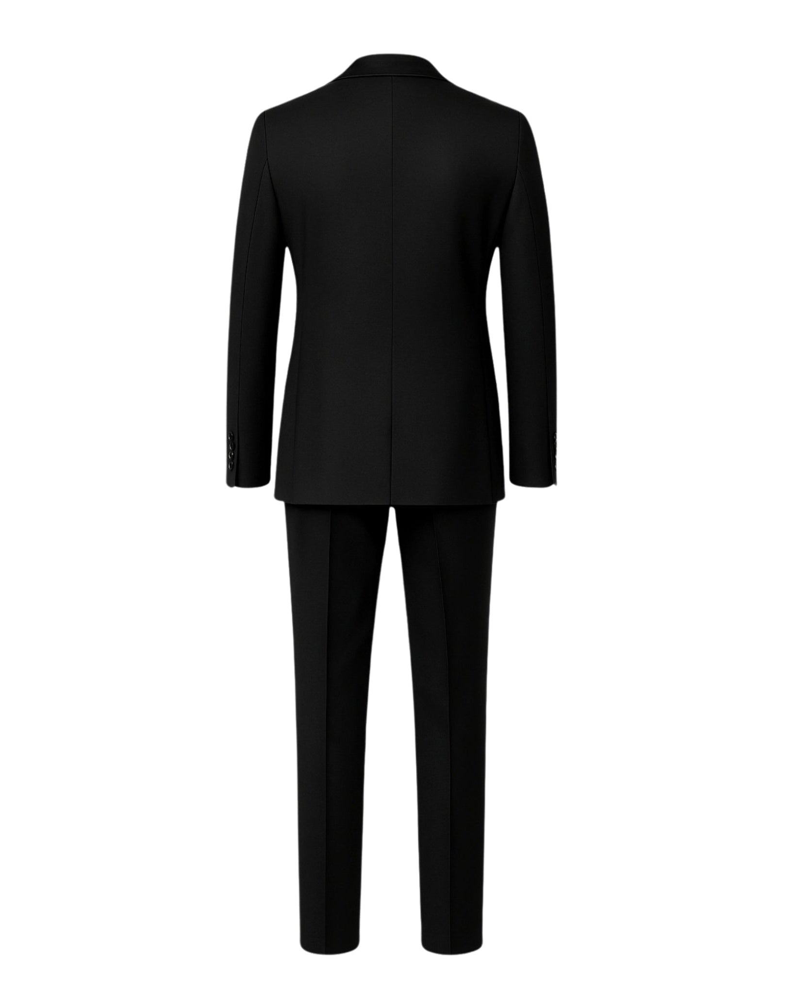 Tailory jet black shawl lapel wool tuxedo back view