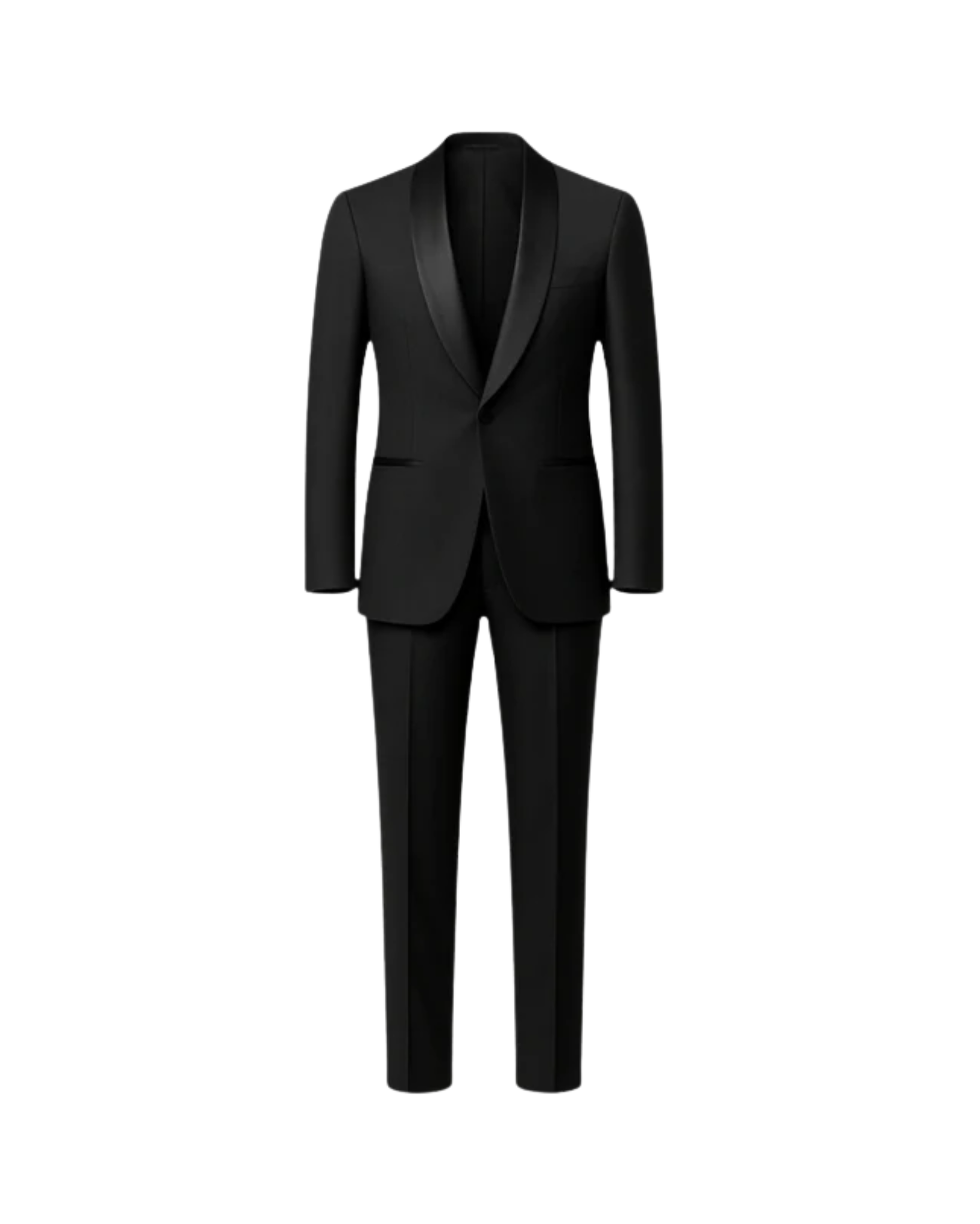 Tailory jet black shawl lapel wool tuxedo front view