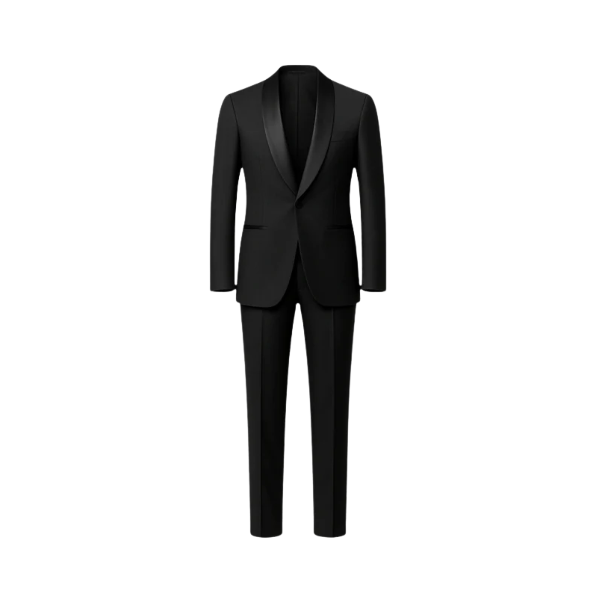Tailory jet black shawl lapel wool tuxedo front view