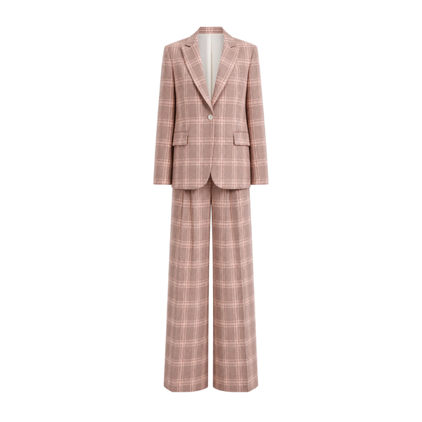 The Tailory New York pink check Loro Piana cashmere silk two-piece suit front view