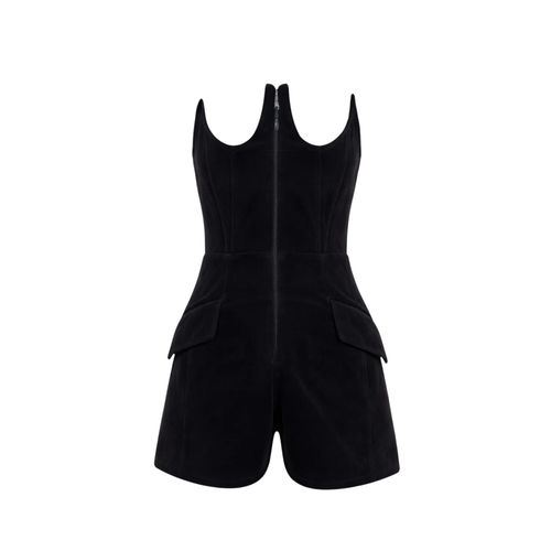 Tailory black velvet underbust structured corset top front view