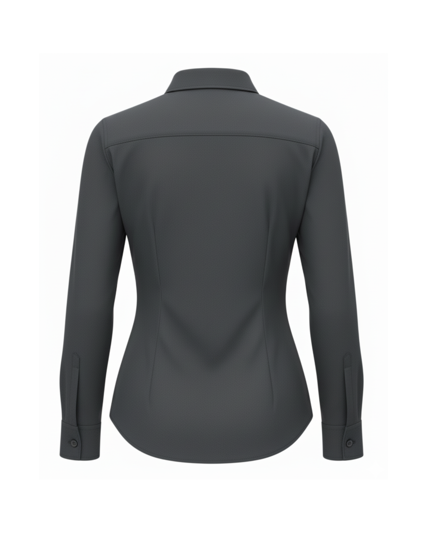 Tailory slate gray vegan blouse back view