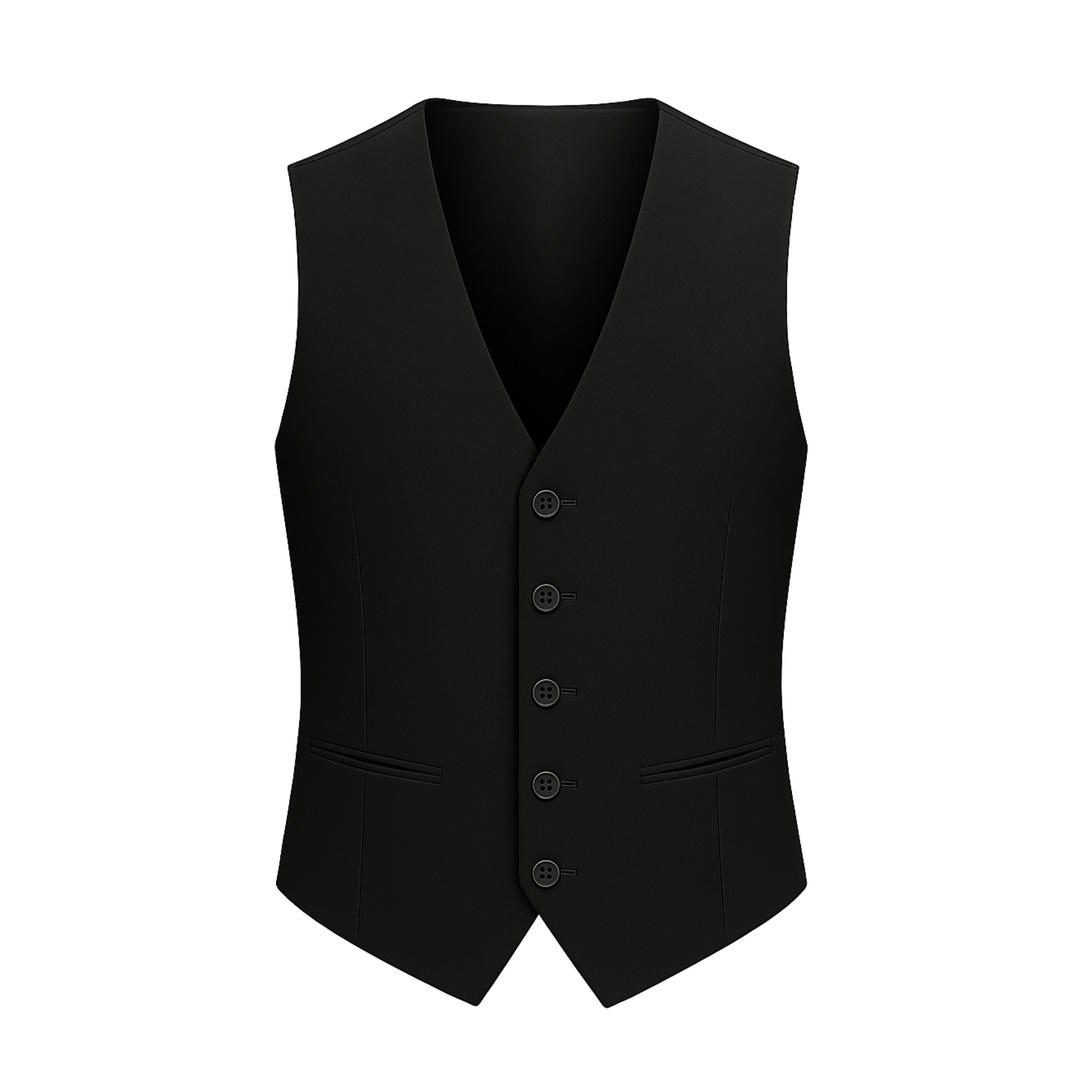 Tailory black Loro Piana wool five-button tailored vest front view