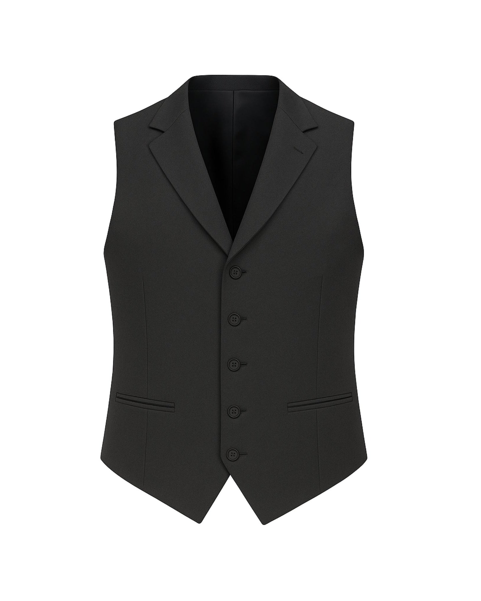 Tailory charcoal wool men’s vest five-button front view