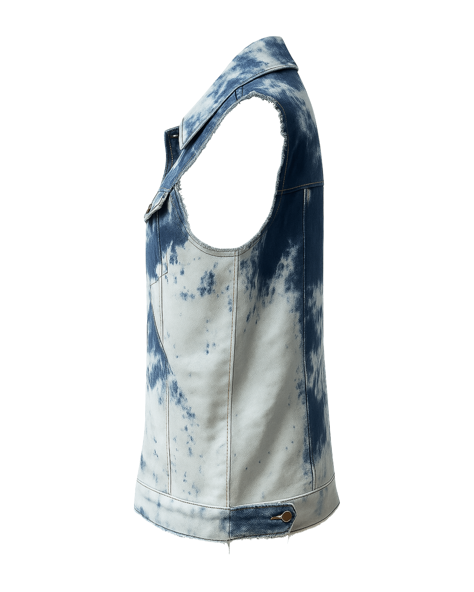 Tailory sleeveless tie-dye denim vest side view