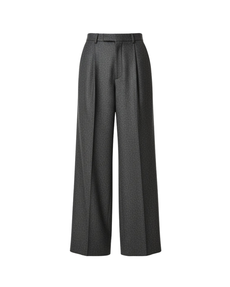 Tailory heather charcoal wide-leg trousers front view