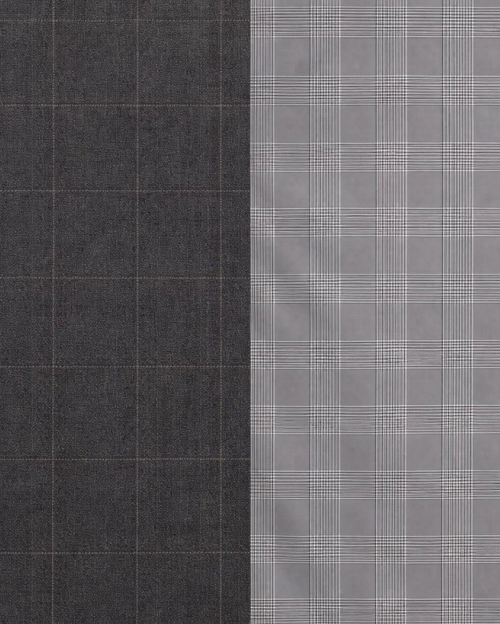 Tailory grey windowpane suiting fabric detail
