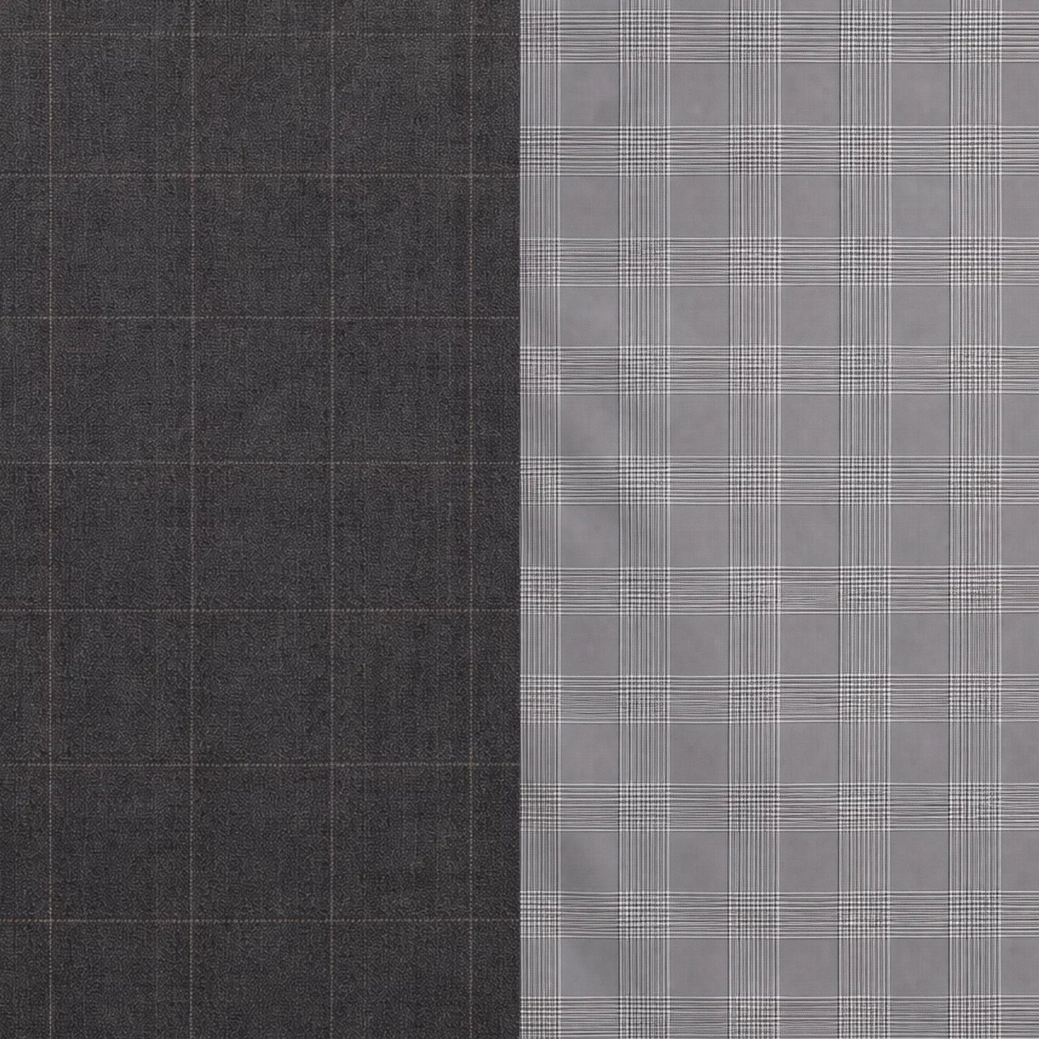 Tailory grey windowpane suiting fabric detail
