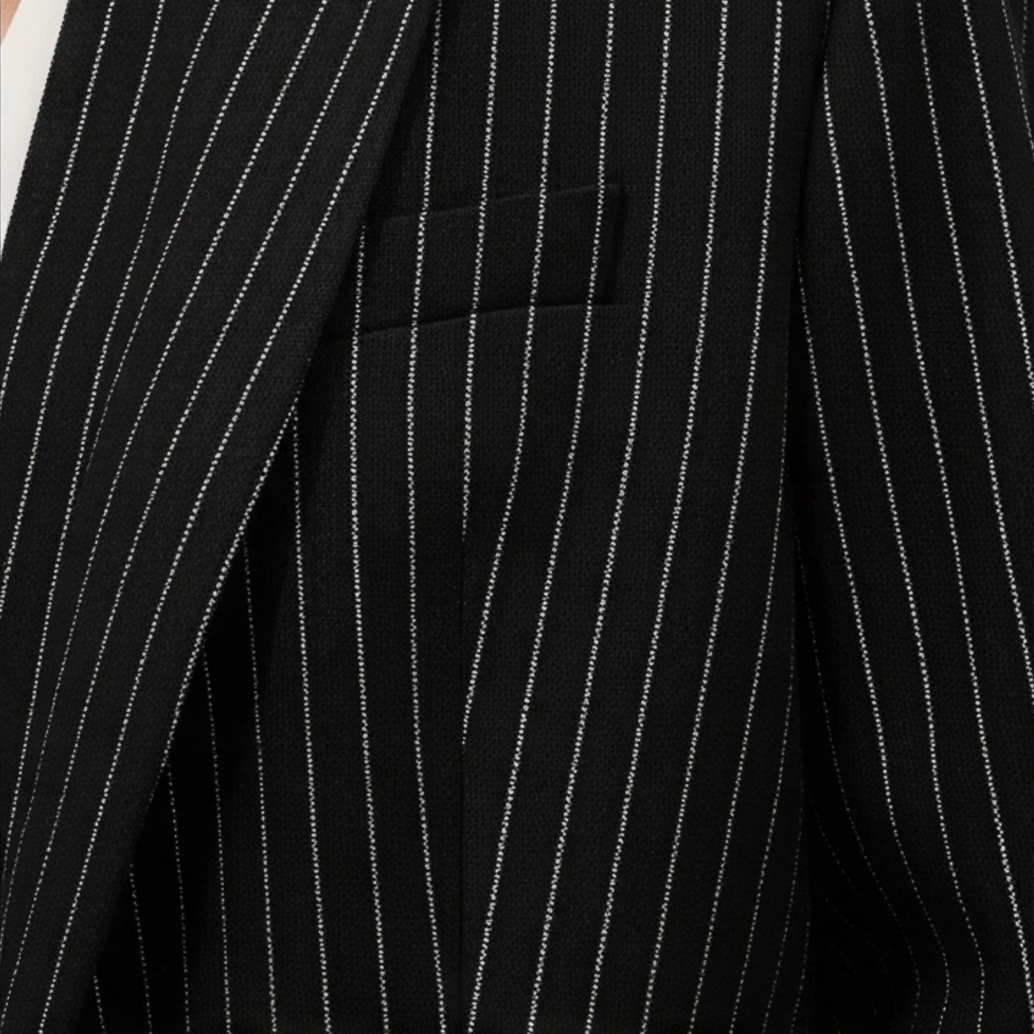 Tailory black white pinstripe wool fabric detail