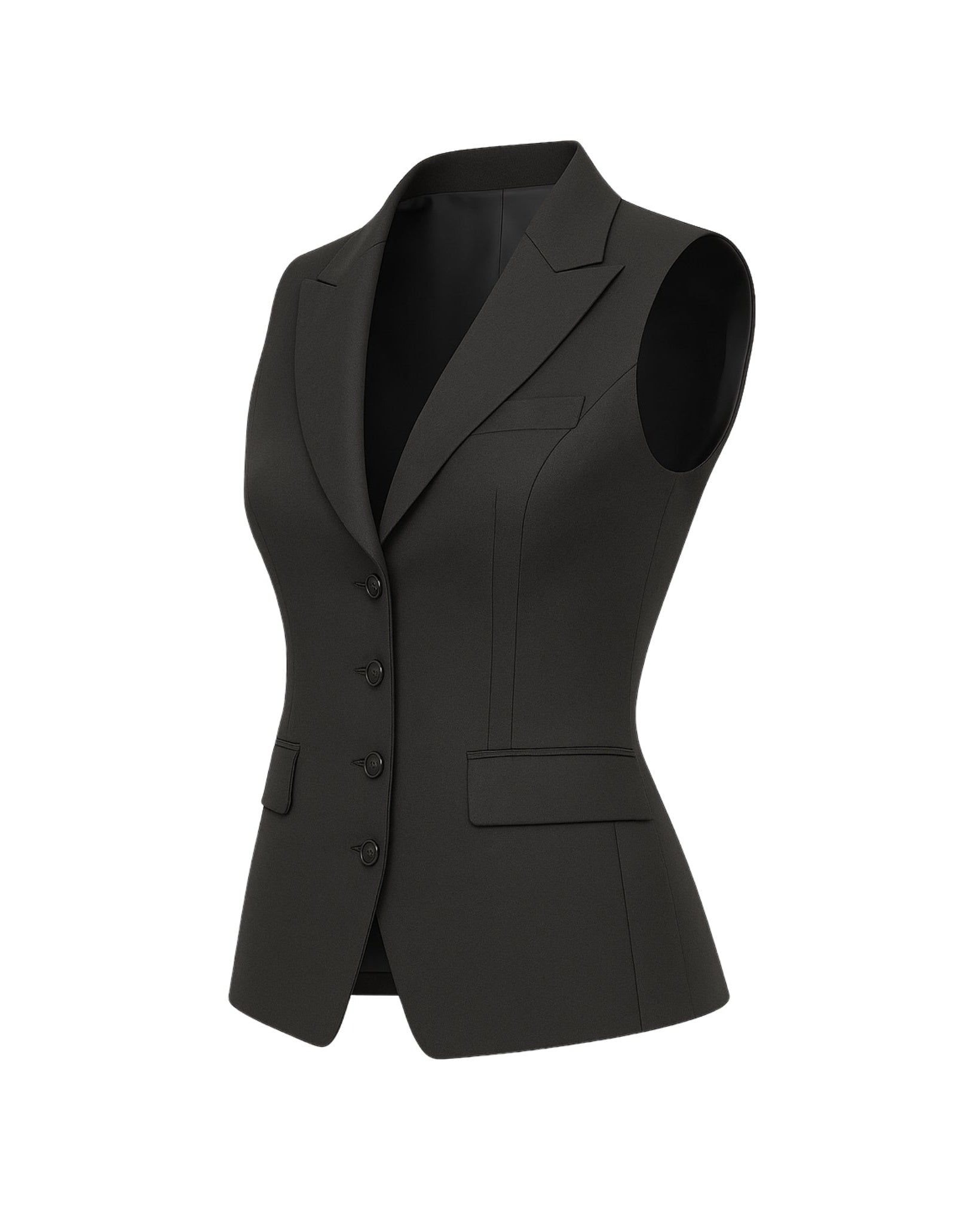 Tailory charcoal gray wool vest side view