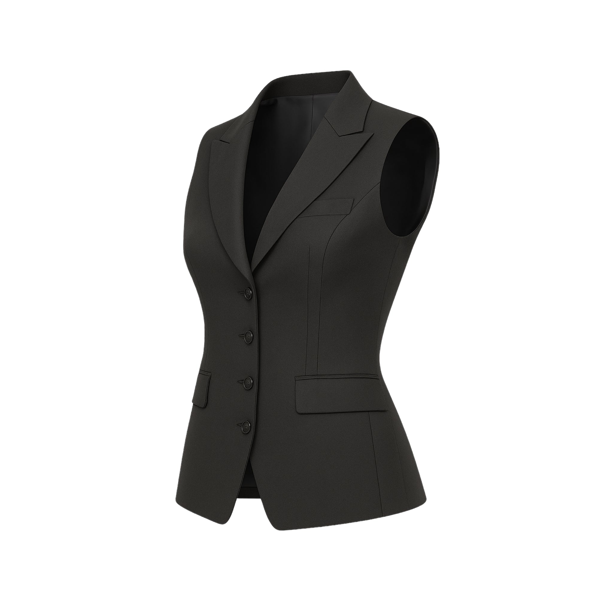 Tailory charcoal gray wool vest side view