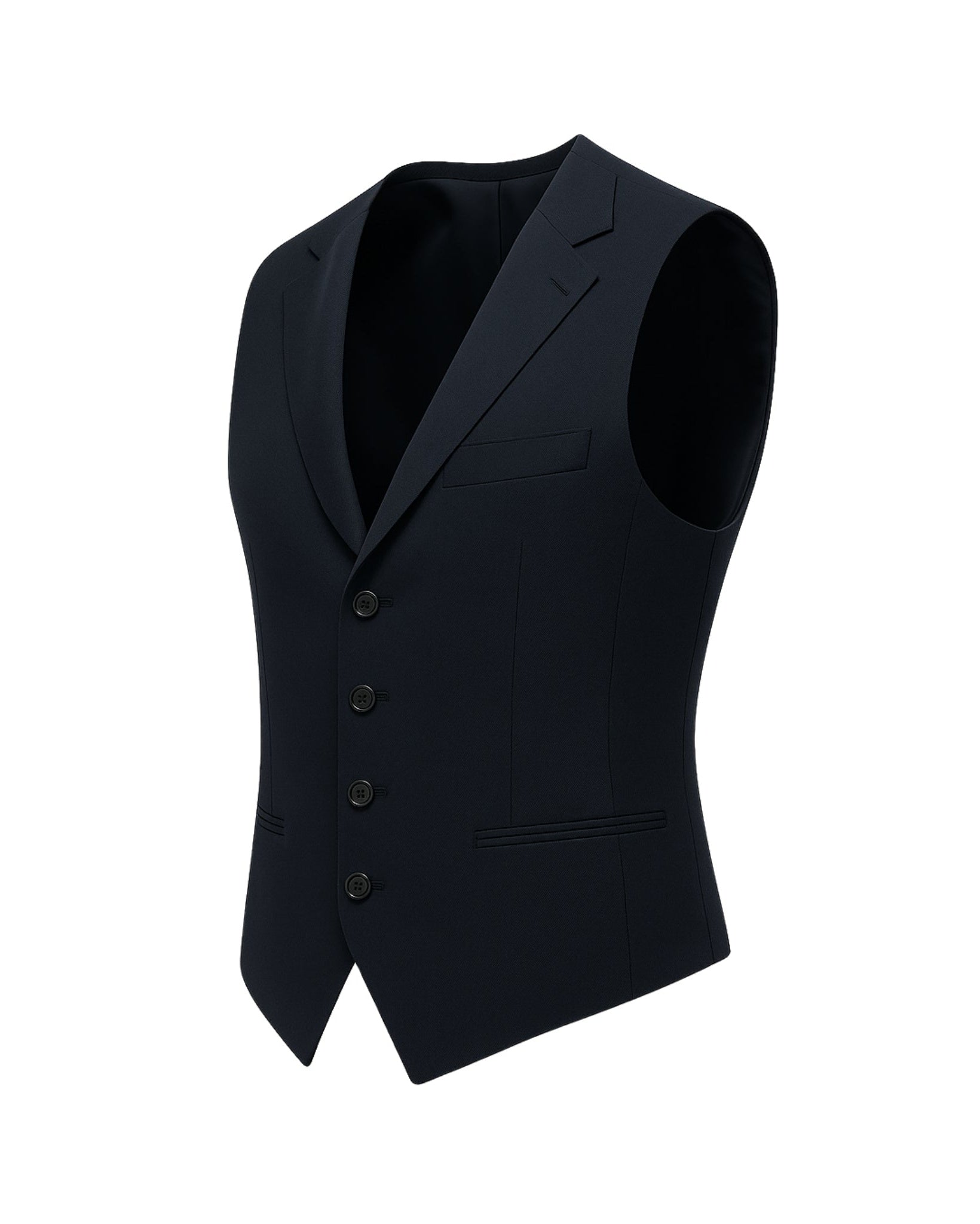Tailory navy wool vest side view