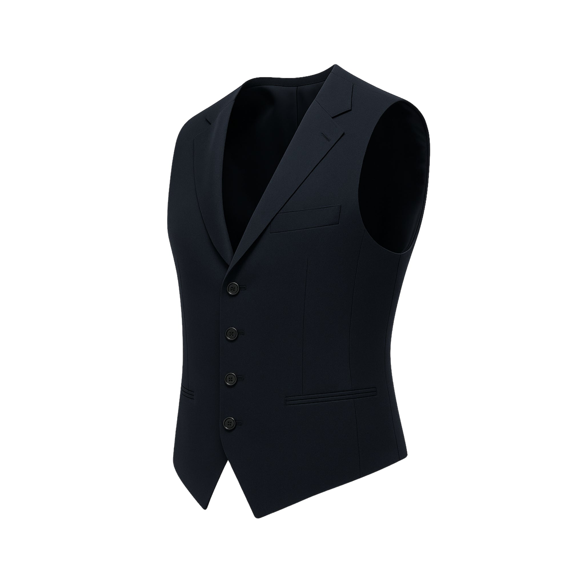 Tailory navy wool vest side view