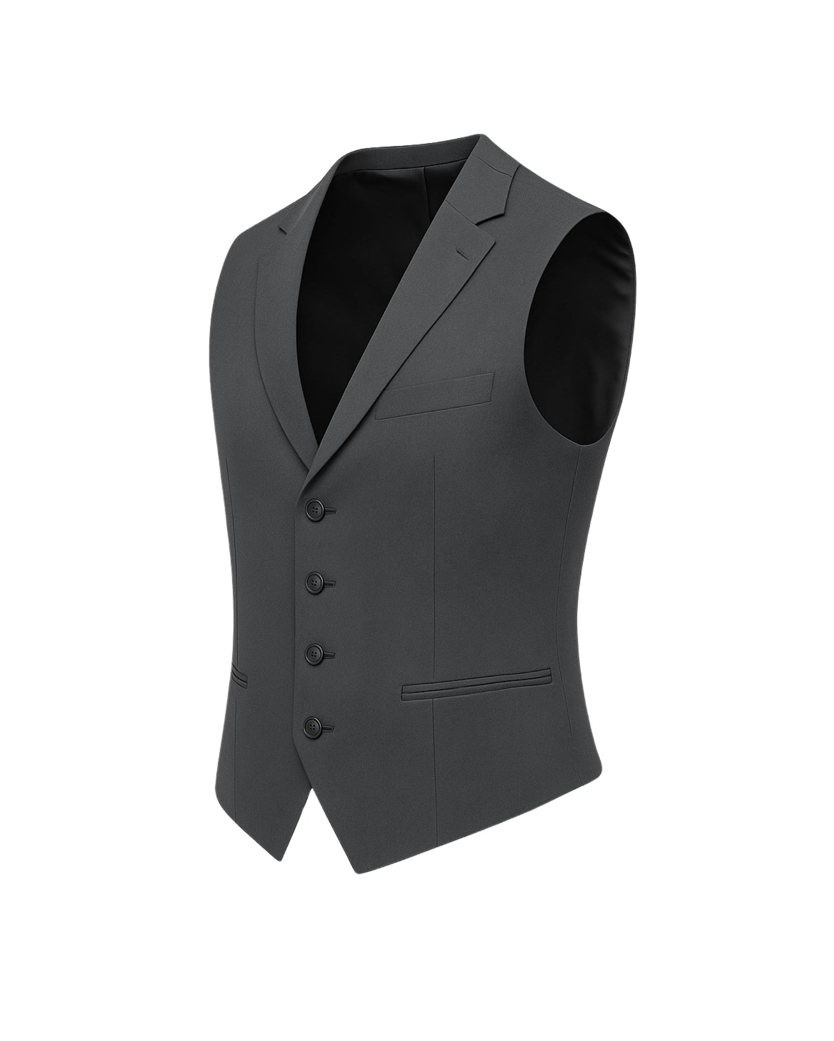 Tailory slate gray wool vest side view