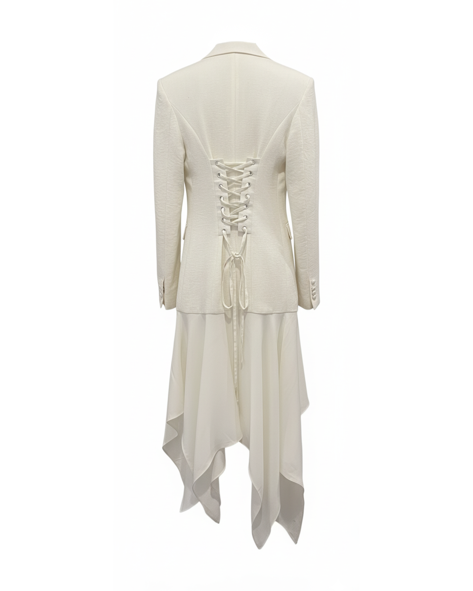 Tailory ivory wool maxi wrap coat back view
