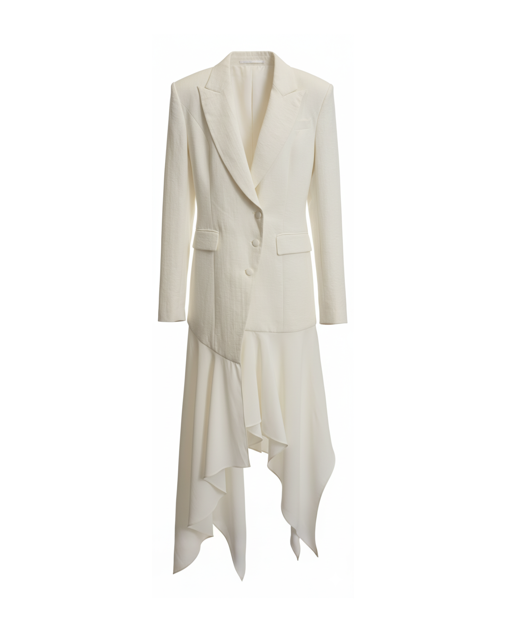 Tailory ivory wool maxi wrap coat with long drape front view
