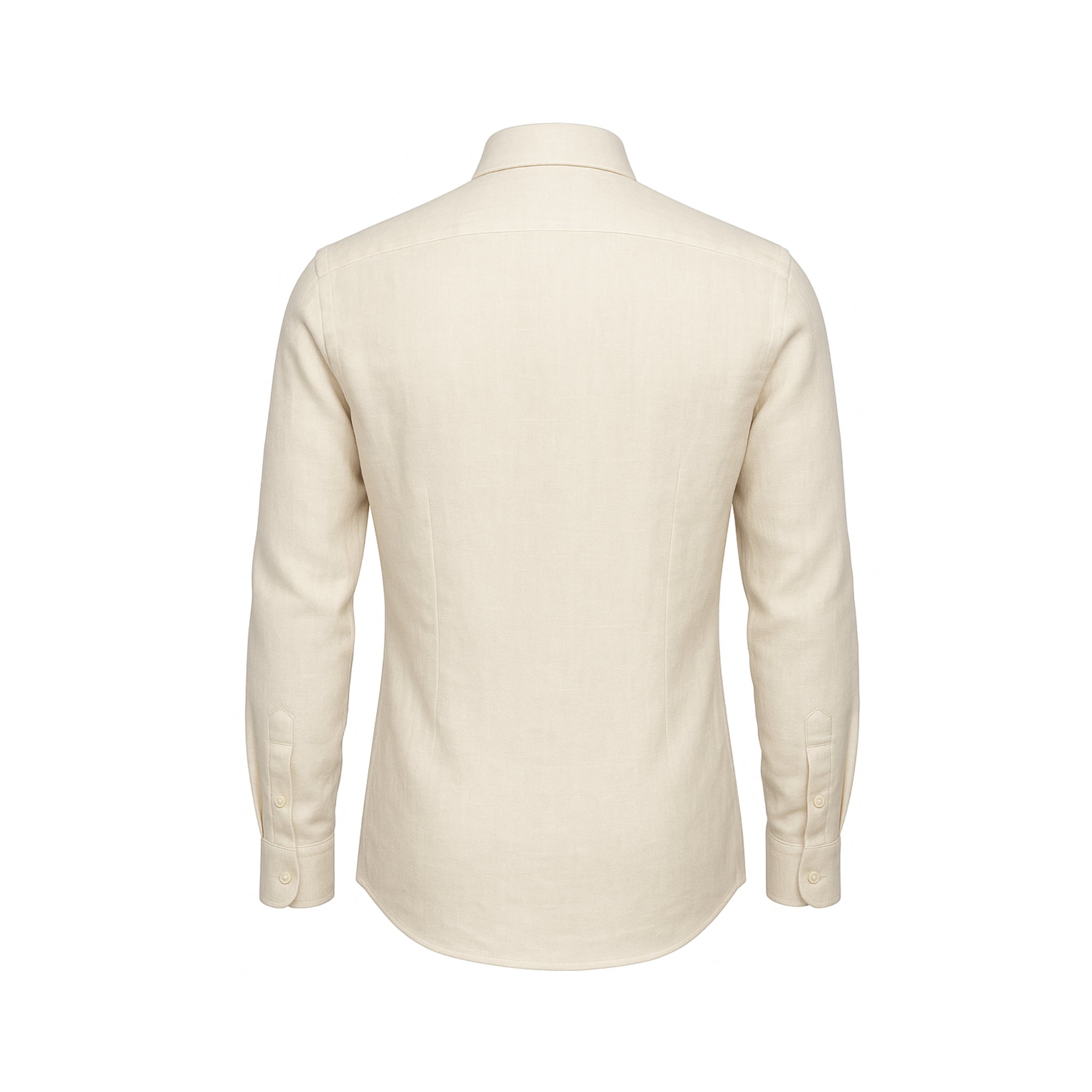 Tailory cream linen men’s shirt tailored back view