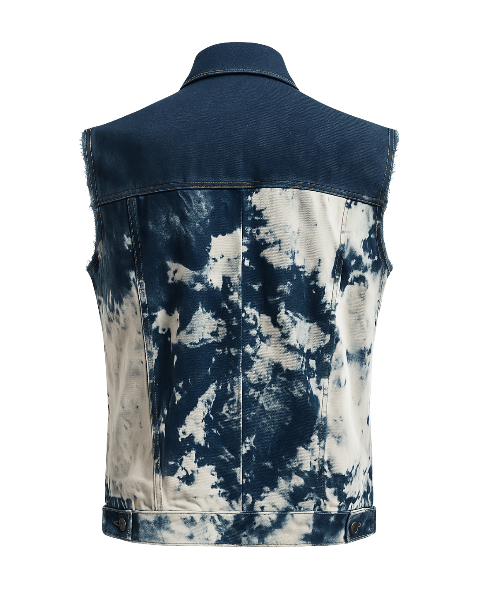 Tailory sleeveless tie-dye denim vest back view