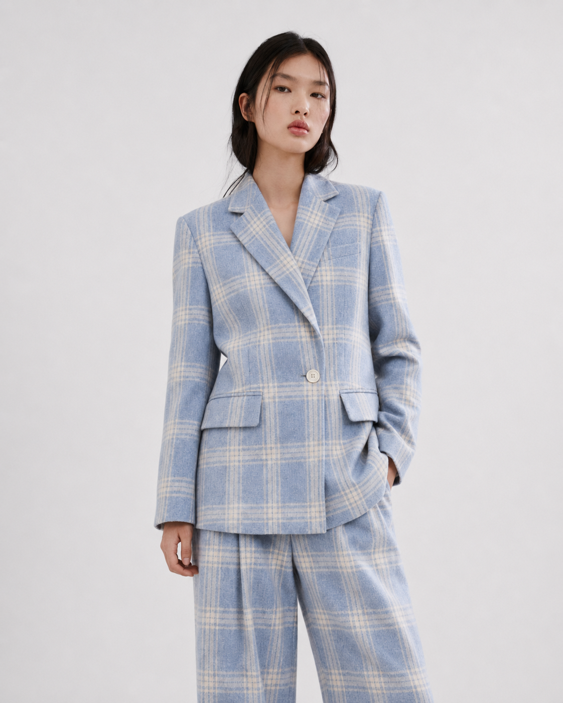 womens-light-blue-plaid-wool-suit-blazer-wide-leg-trousers