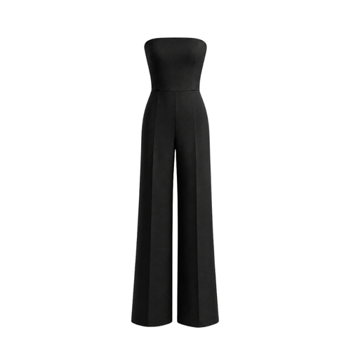 Women's black Loro Piana wool city hall wedding jumpsuit front view