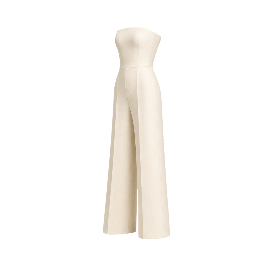 Women's ivory Loro Piana wool city hall wedding jumpsuit side view