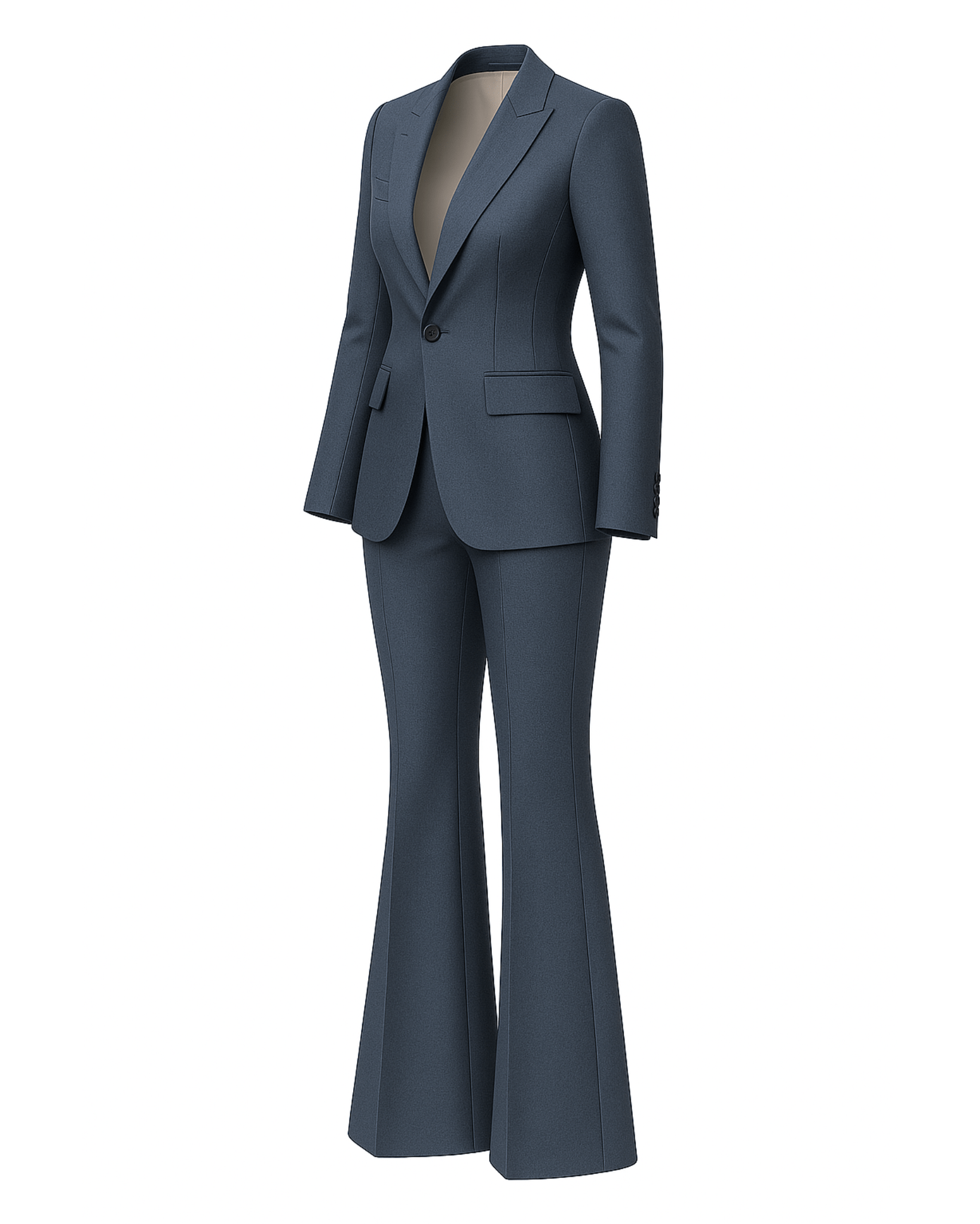 Tailory charcoal gray silk peak lapel blazer suit set side view