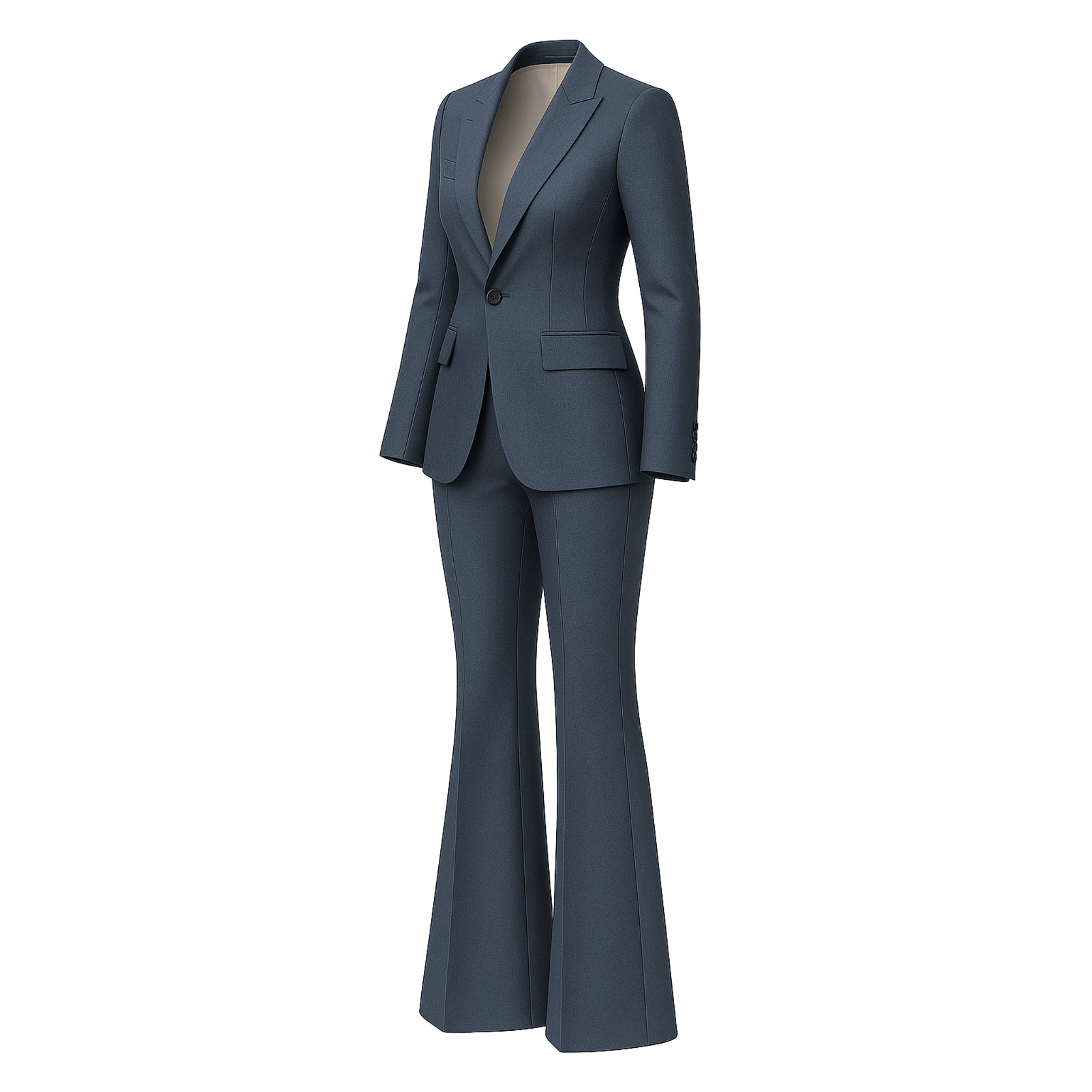 Tailory charcoal gray silk peak lapel blazer suit set side view