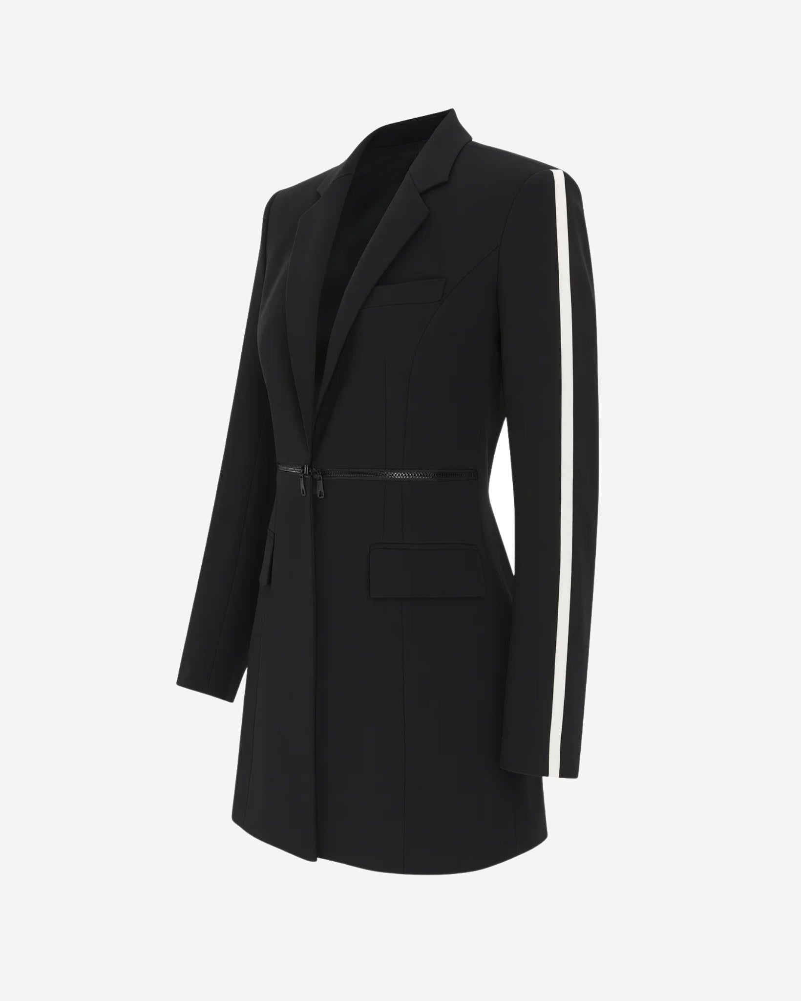 Tailory black belted blazer with zip hem side view