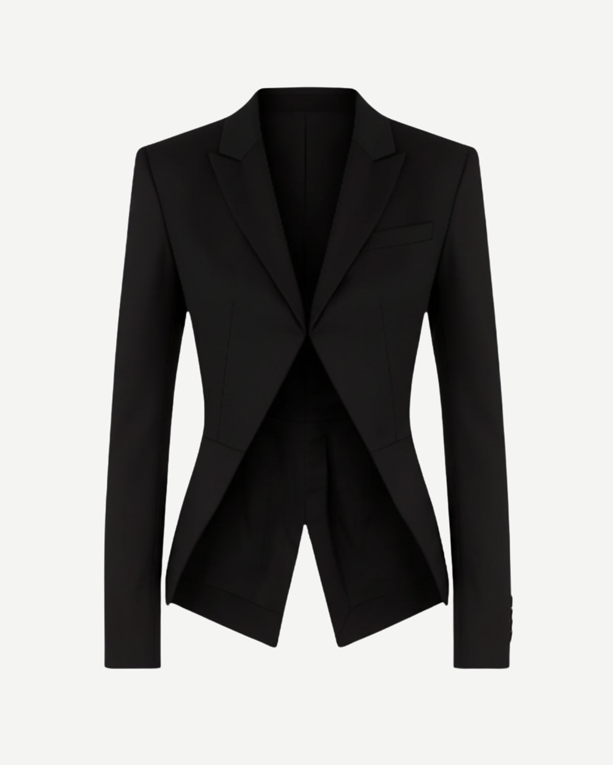 Tailory black cutaway tailored jacket front view