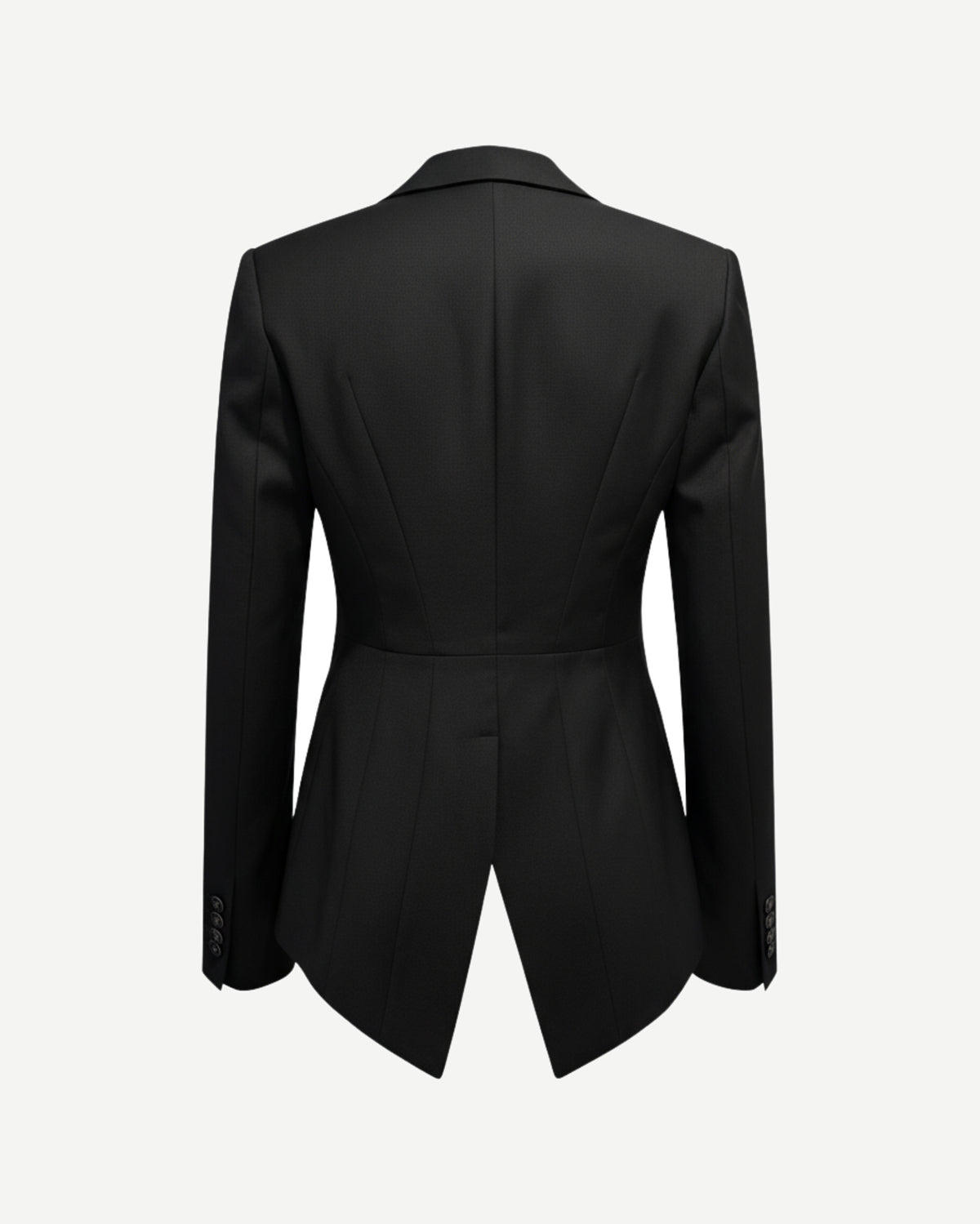 Tailory black cutaway tailored jacket back view