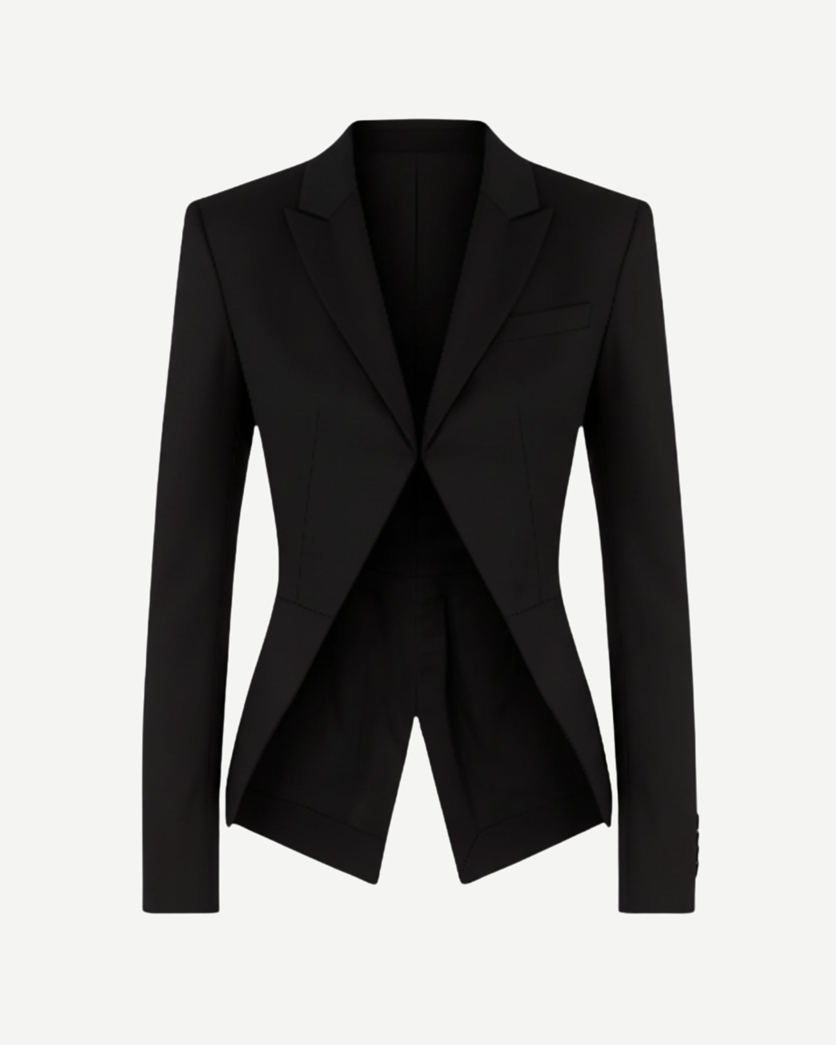 Tailory black cutaway tailored jacket front view