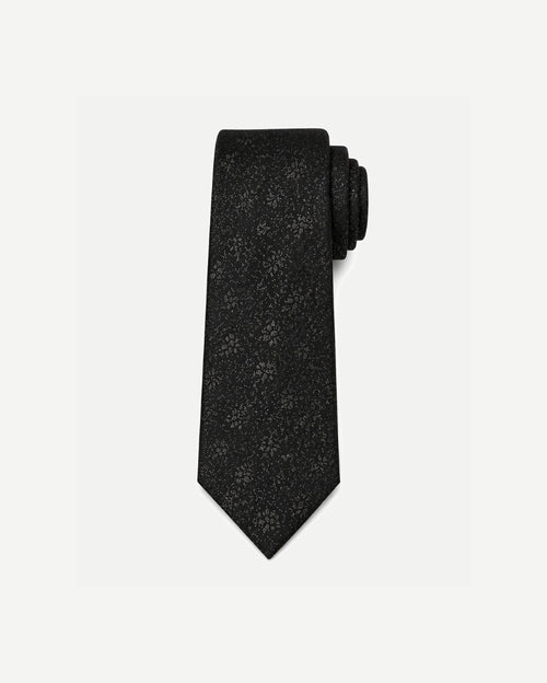 Tailory black floral jacquard tie front view