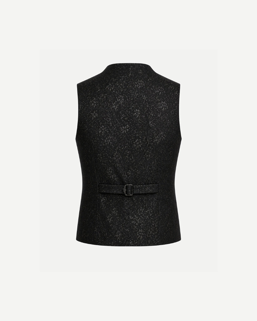 Tailory black floral jacquard vest adjustable back strap view