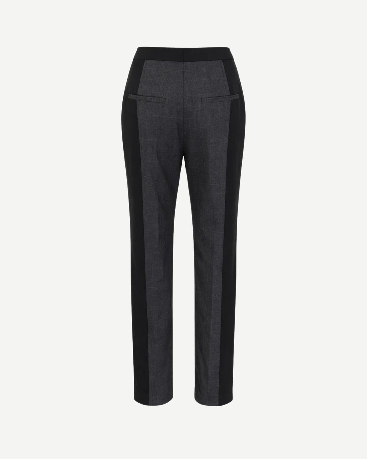 Tailory black grey windowpane tailored trousers back view