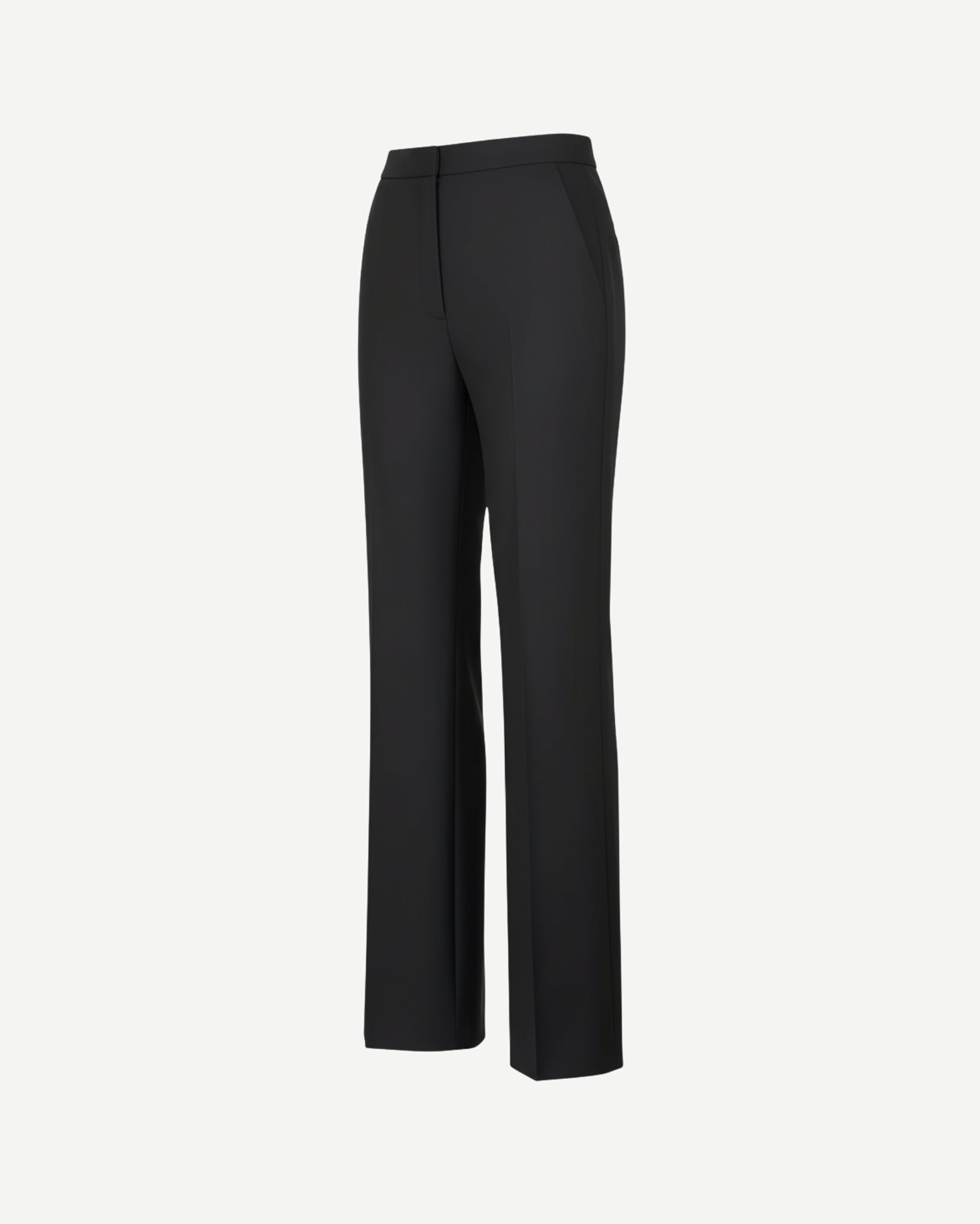 Tailory black straight leg trousers with side zip closure side view