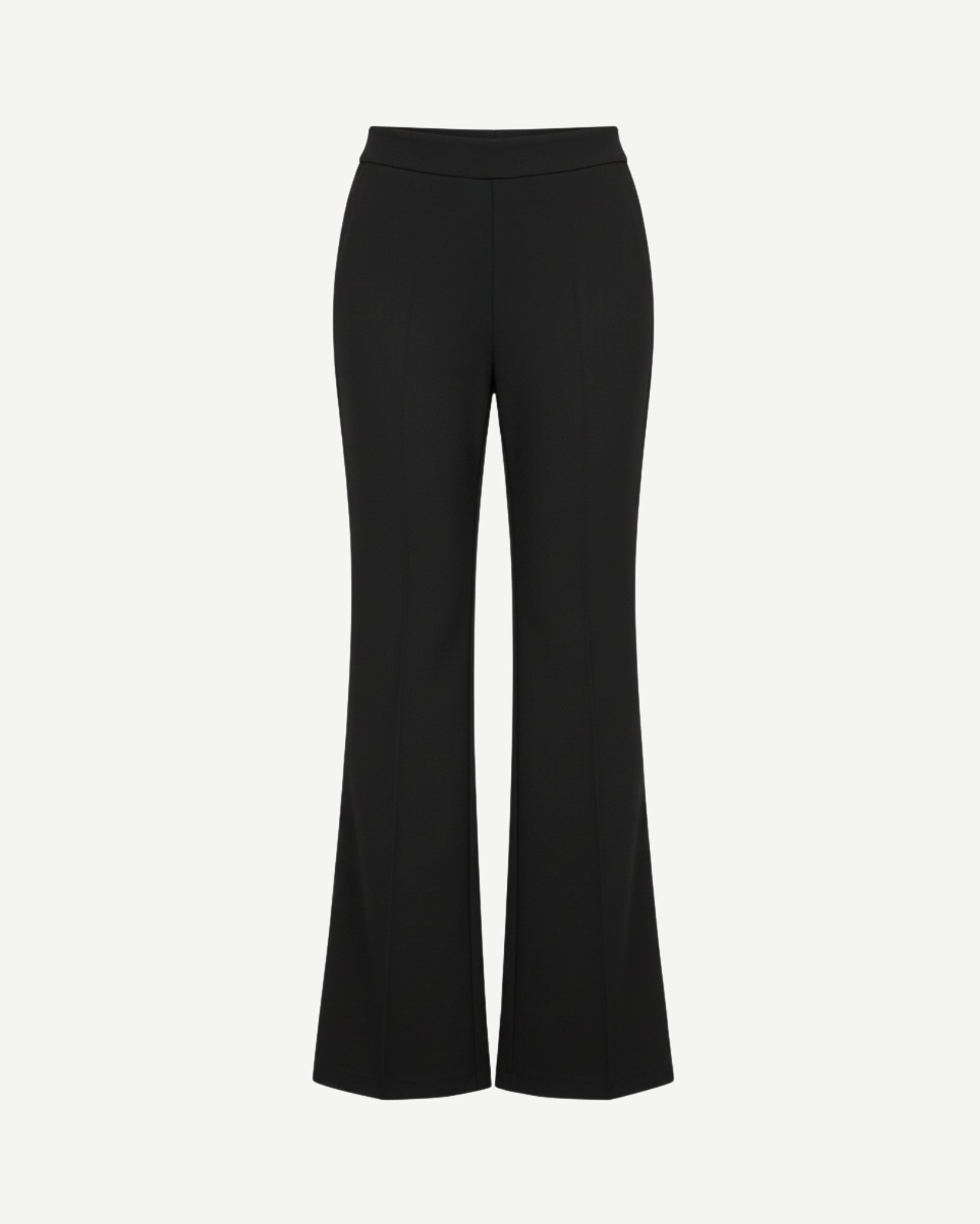 Tailory black high-waisted flare trousers front view