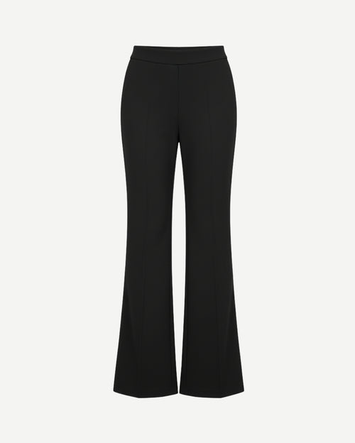 Tailory black high-waisted flare trousers front view